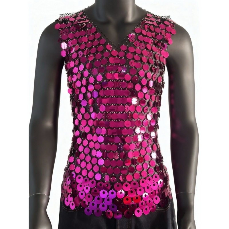 Starluxe Mesh Sparkle Top – Style F - Purple - XL - image 1