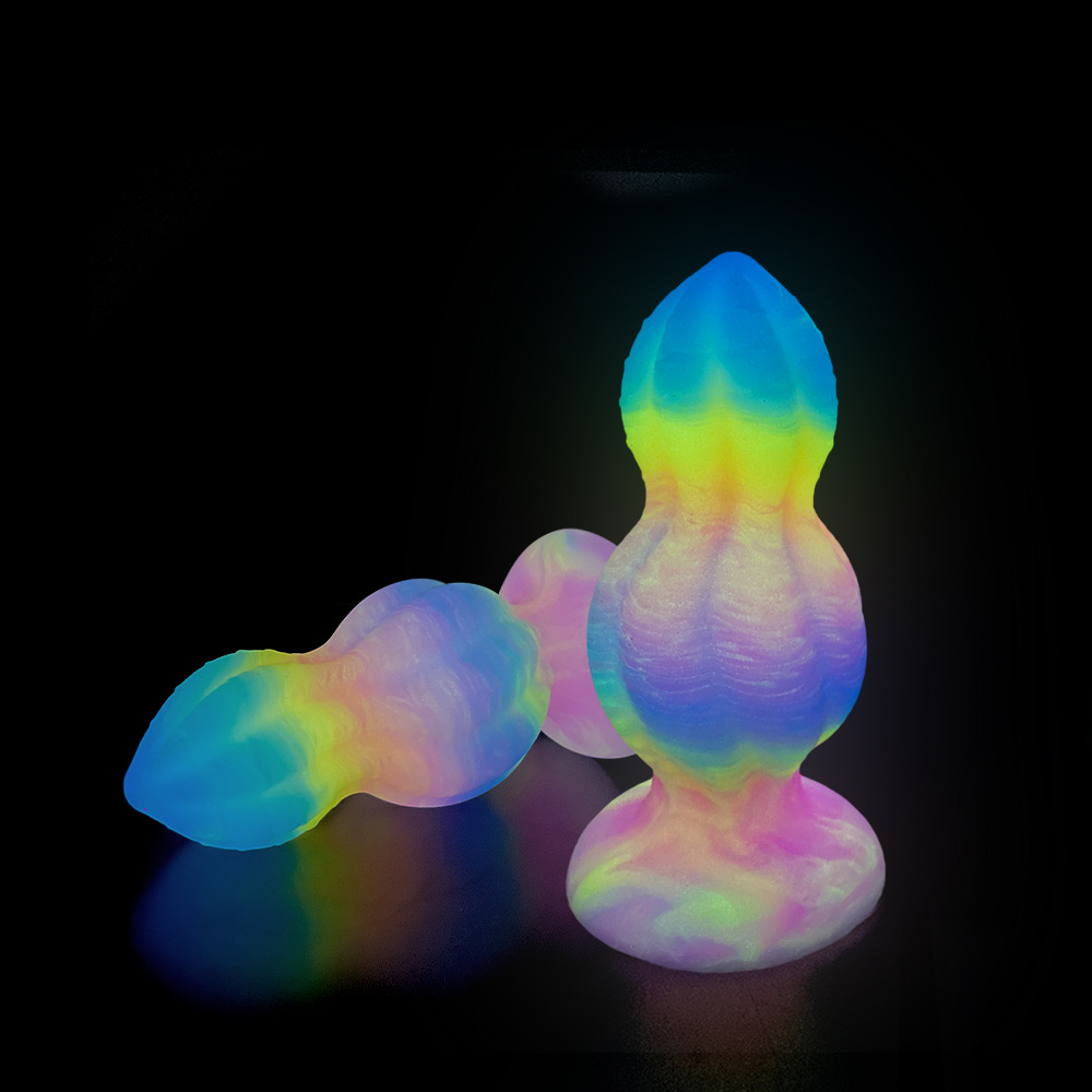 Dual-Size Fantasy Gourd Silicone Dildo with Glow-in-the-Dark & Suction Cup