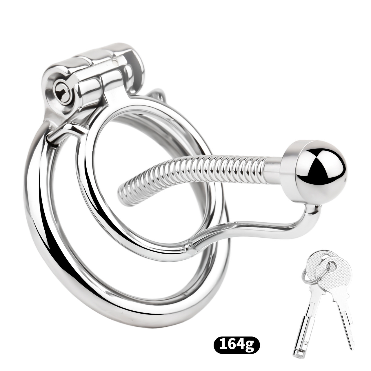 Stainless Steel Anti-escape Inverted Chastity Cage with Urethral Tube-WeLovePlugs