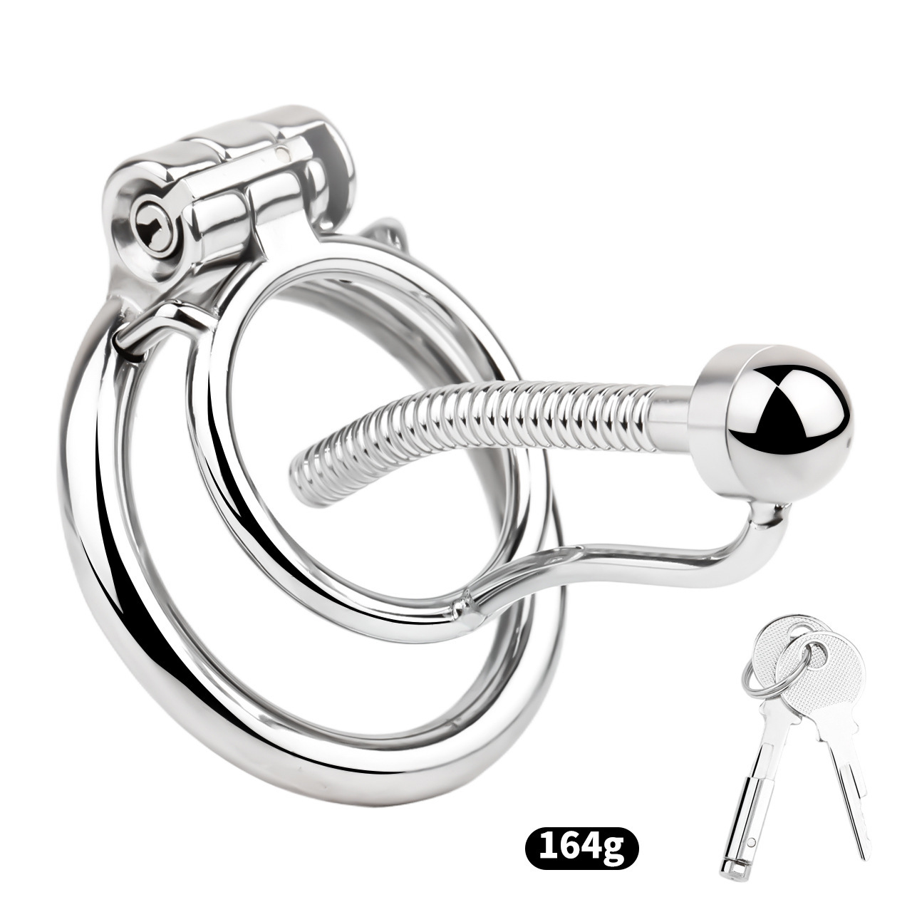 Stainless Steel Anti-escape Inverted Chastity Cage with Urethral Tube-WeLovePlugs