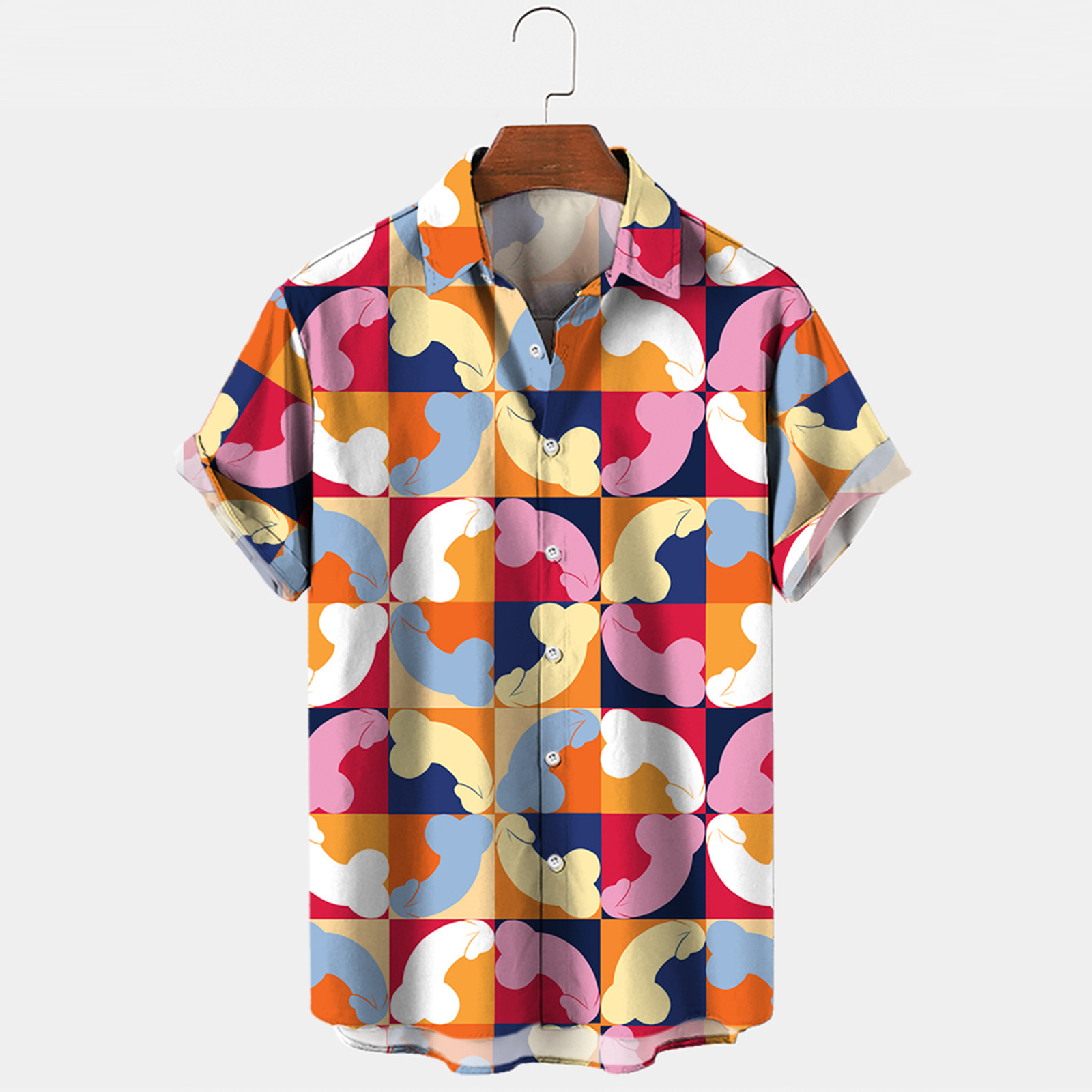 Mens Button Down Color Shirts Funny Penis Printed -WeLovePlugs