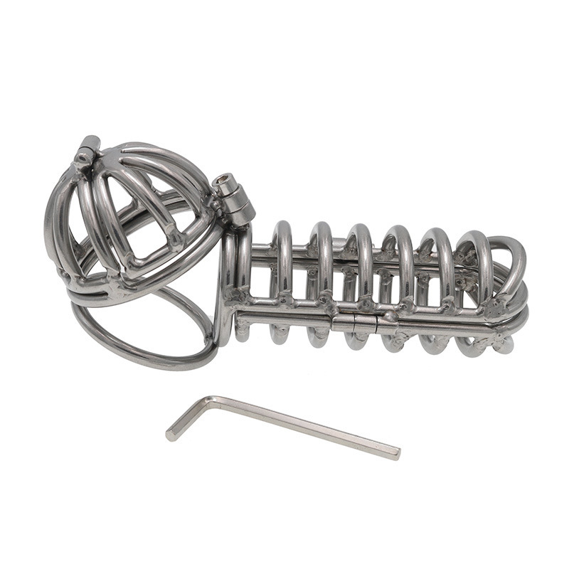 2-in-1 3d Metal Testicle And Chastity Cage-WeLovePlugs