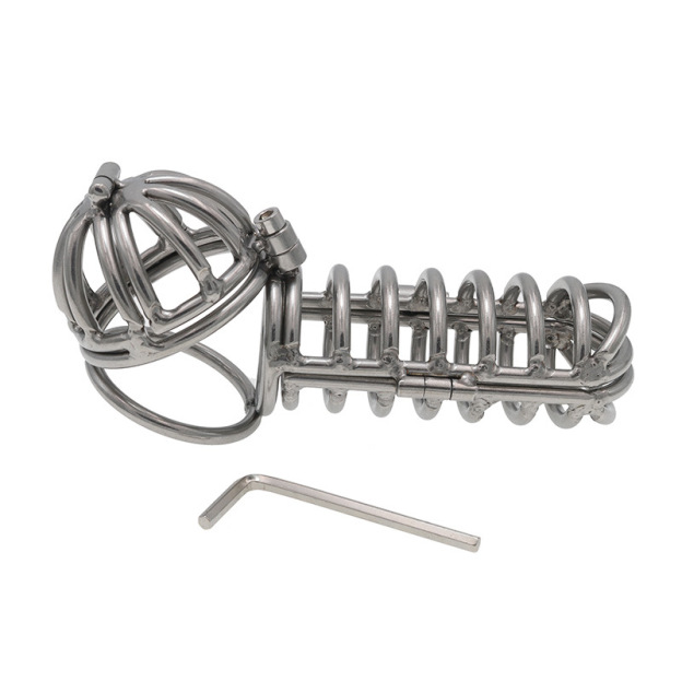 2-in-1 3d Metal Testicle And Chastity Cage-WeLovePlugs