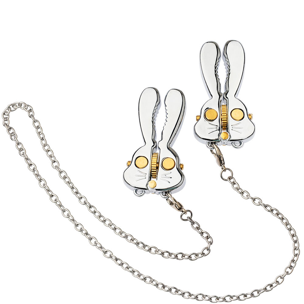Adjustable Bunny Nipple Clamps – Sensory Play with Bells & BDSM Gear Control-WeLovePlugs