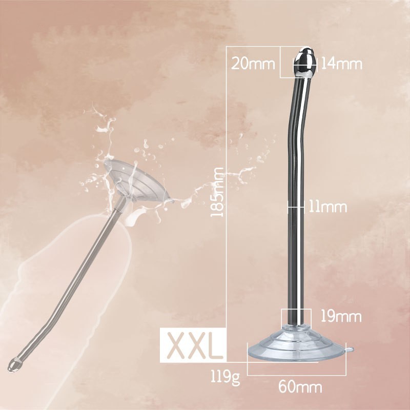 Stainless Steel Urethral Sound with Suction Bottom -WeLovePlugs
