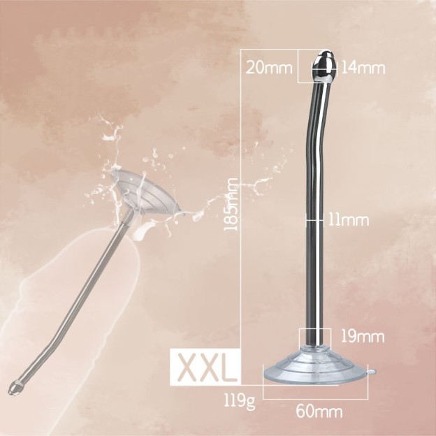 Stainless Steel Urethral Sound with Suction Bottom -WeLovePlugs