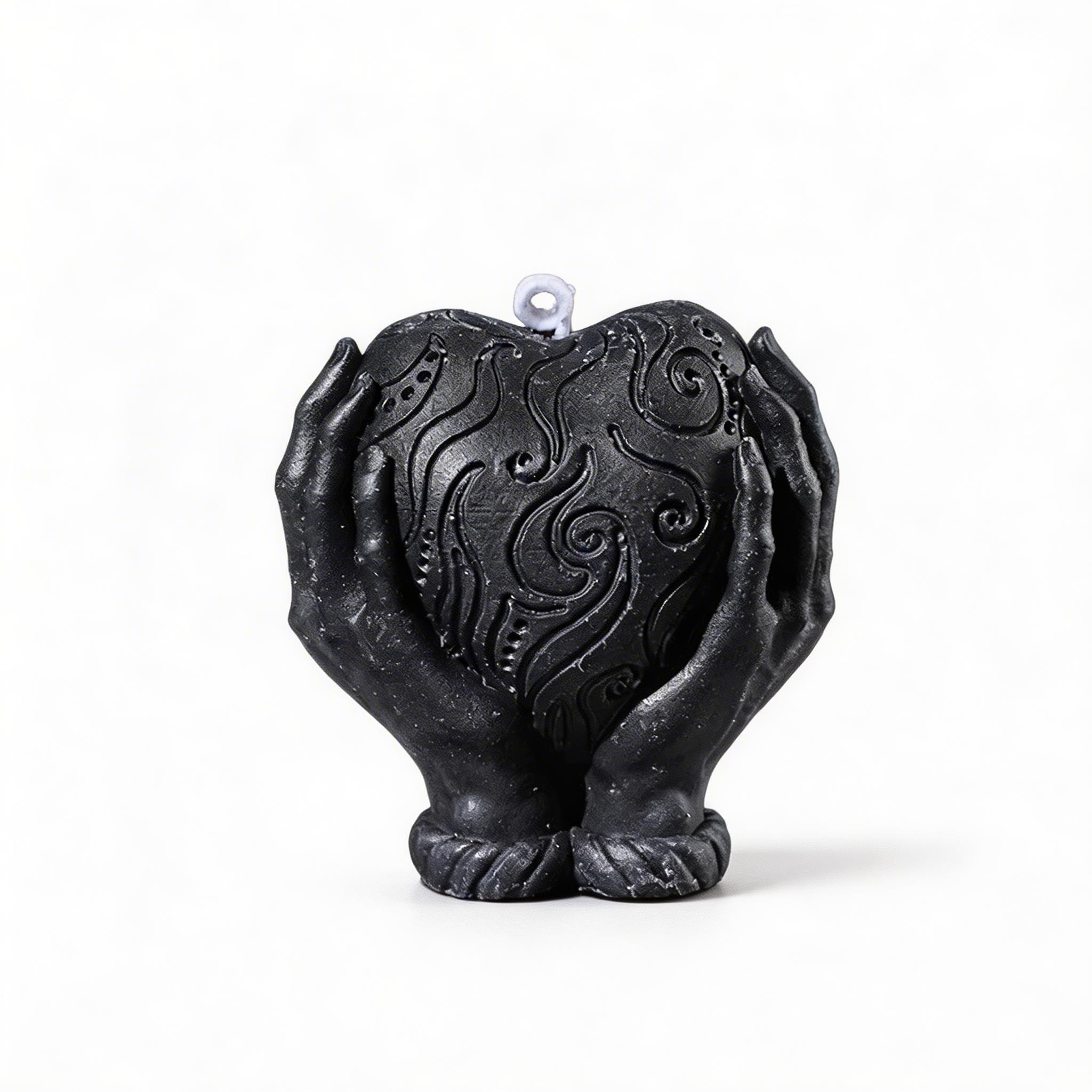 Hands Holding Heart Sensual Candle – Low-Temperature - Black - image 6