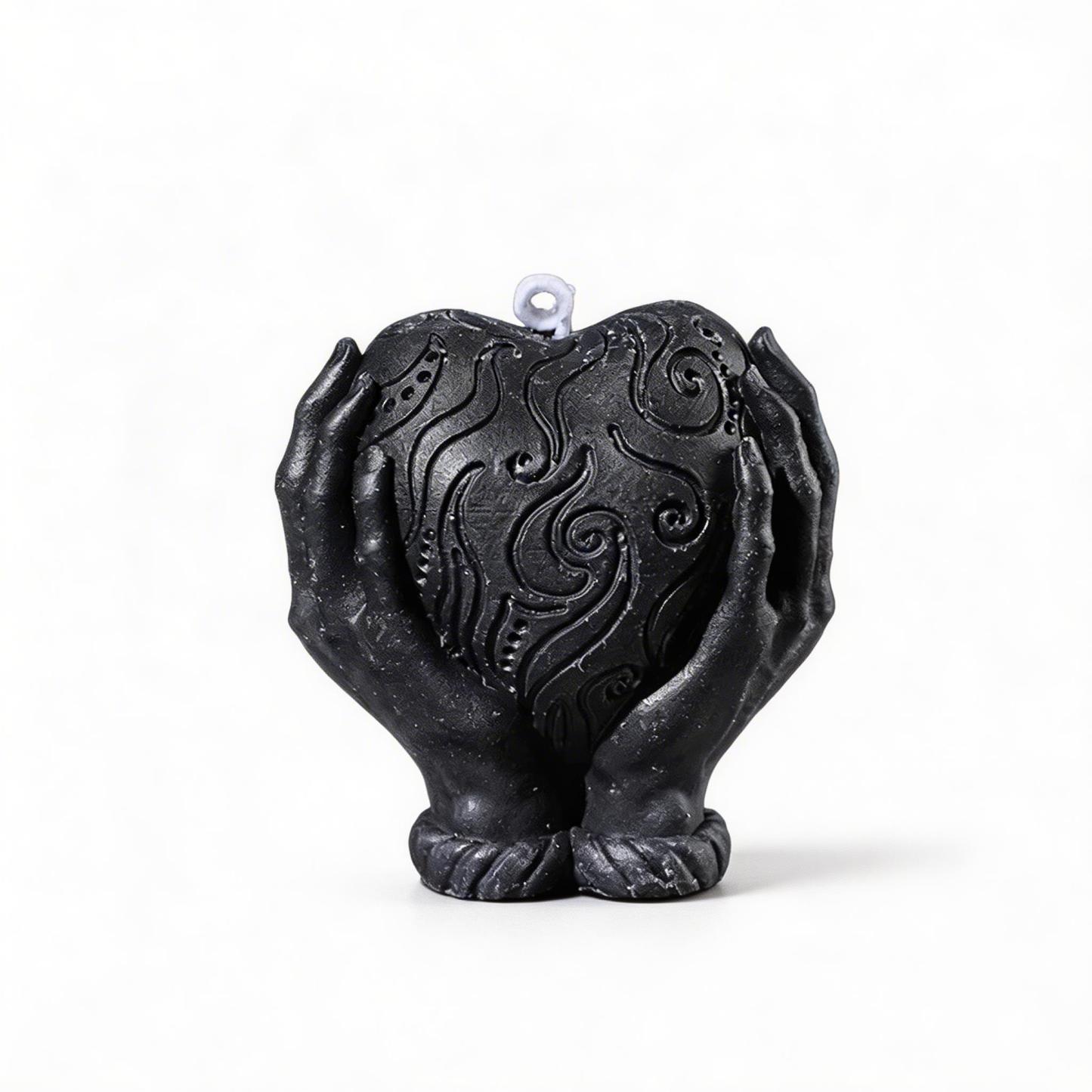 Hands Holding Heart Sensual Candle – Low-Temperature - Black - image 6