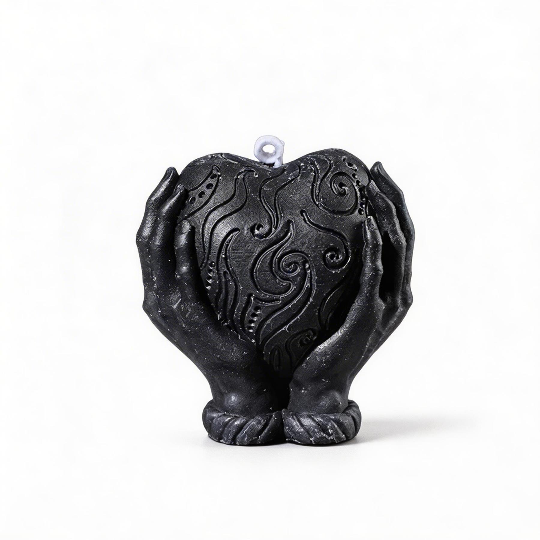 Hands Holding Heart Sensual Candle – Low-Temperature - Black - image 6