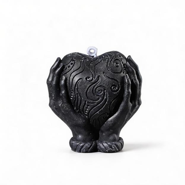 Hands Holding Heart Sensual Candle – Low-Temperature - Black - image 6