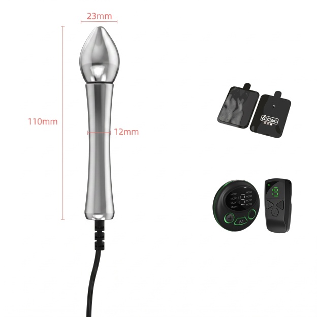 Metal Electro Stimulation Anal Plug - Silver - image 1