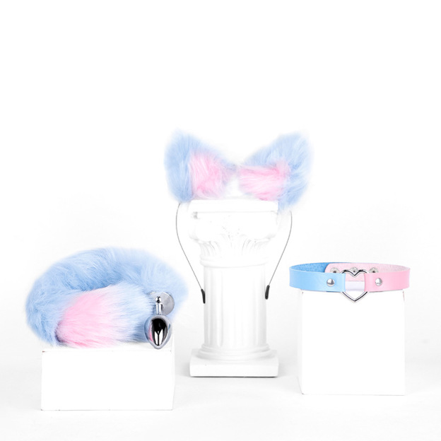 Three-piece Fox Tail Costume Set - Blue & Pink - image 12