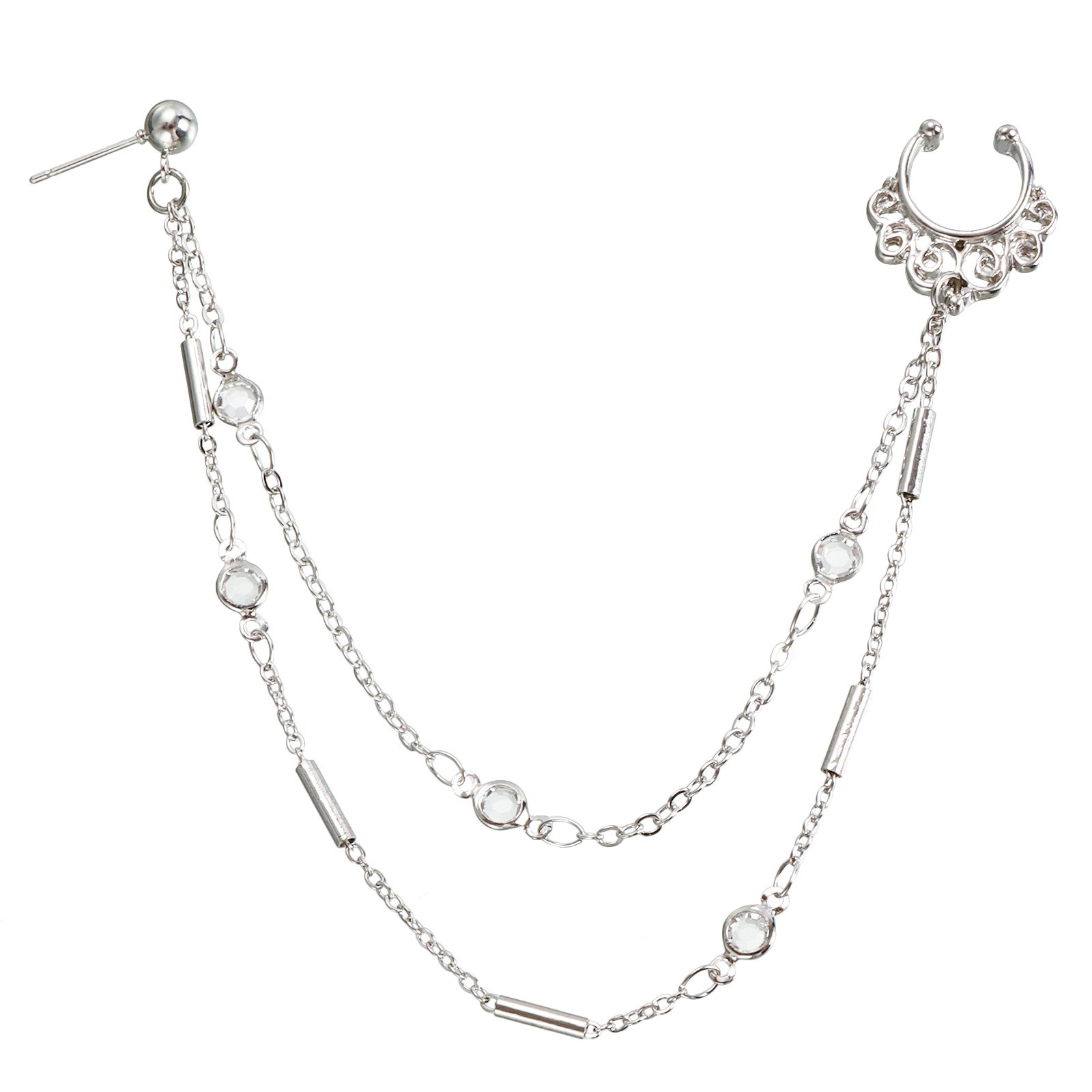 Trendy Nose Chain Piercing – Dainty Gold/Silver Nose Ring for Casual & Special Occasions-WeLovePlugs