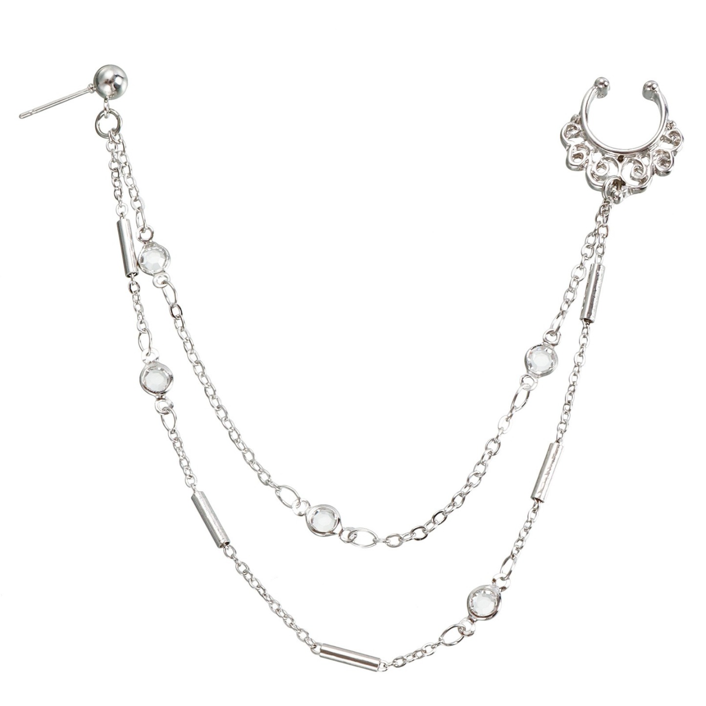 Trendy Nose Chain Piercing – Dainty Gold/Silver Nose Ring for Casual & Special Occasions-WeLovePlugs