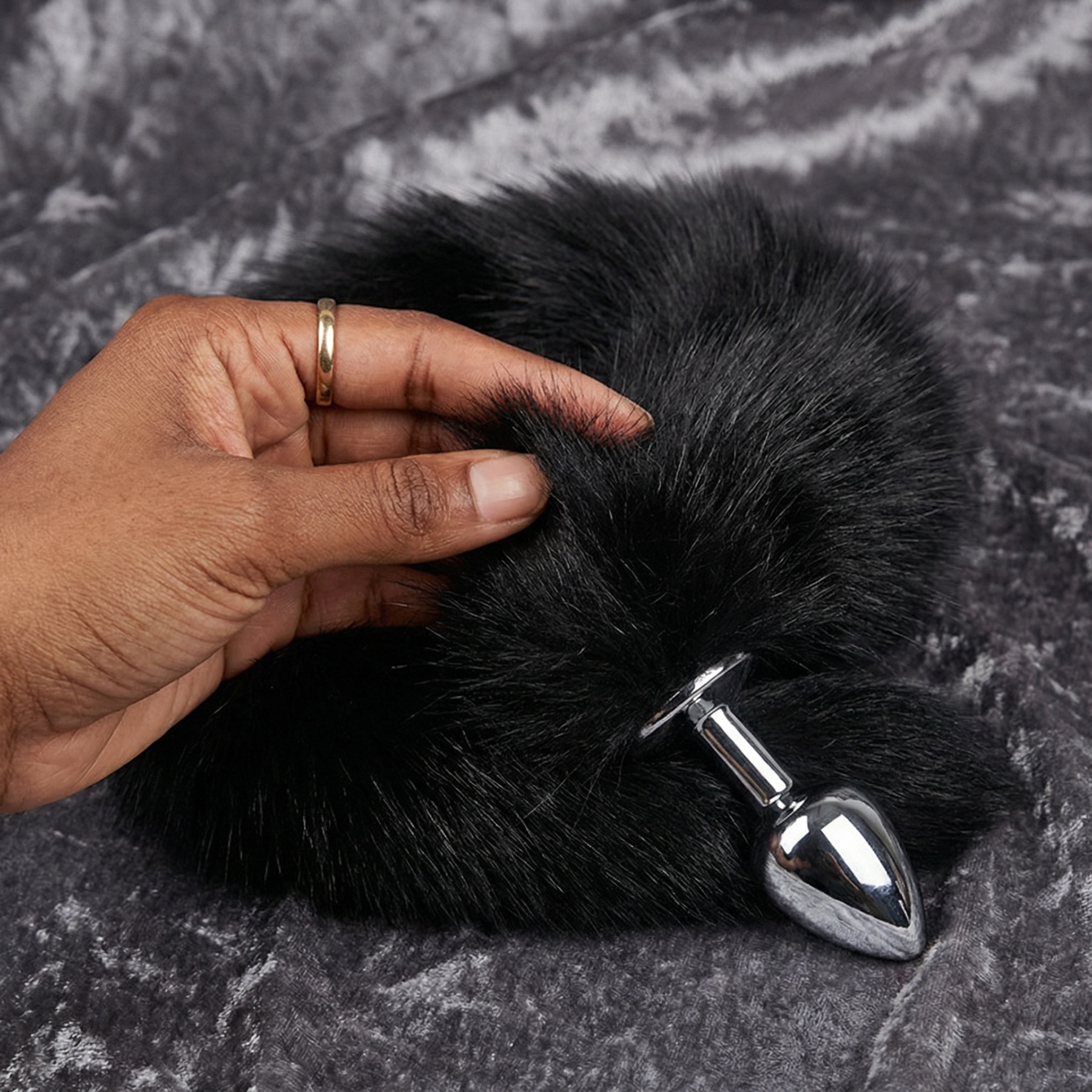 Black Fox Tail Butt Plug • 18.1 Inch Tail - image 6