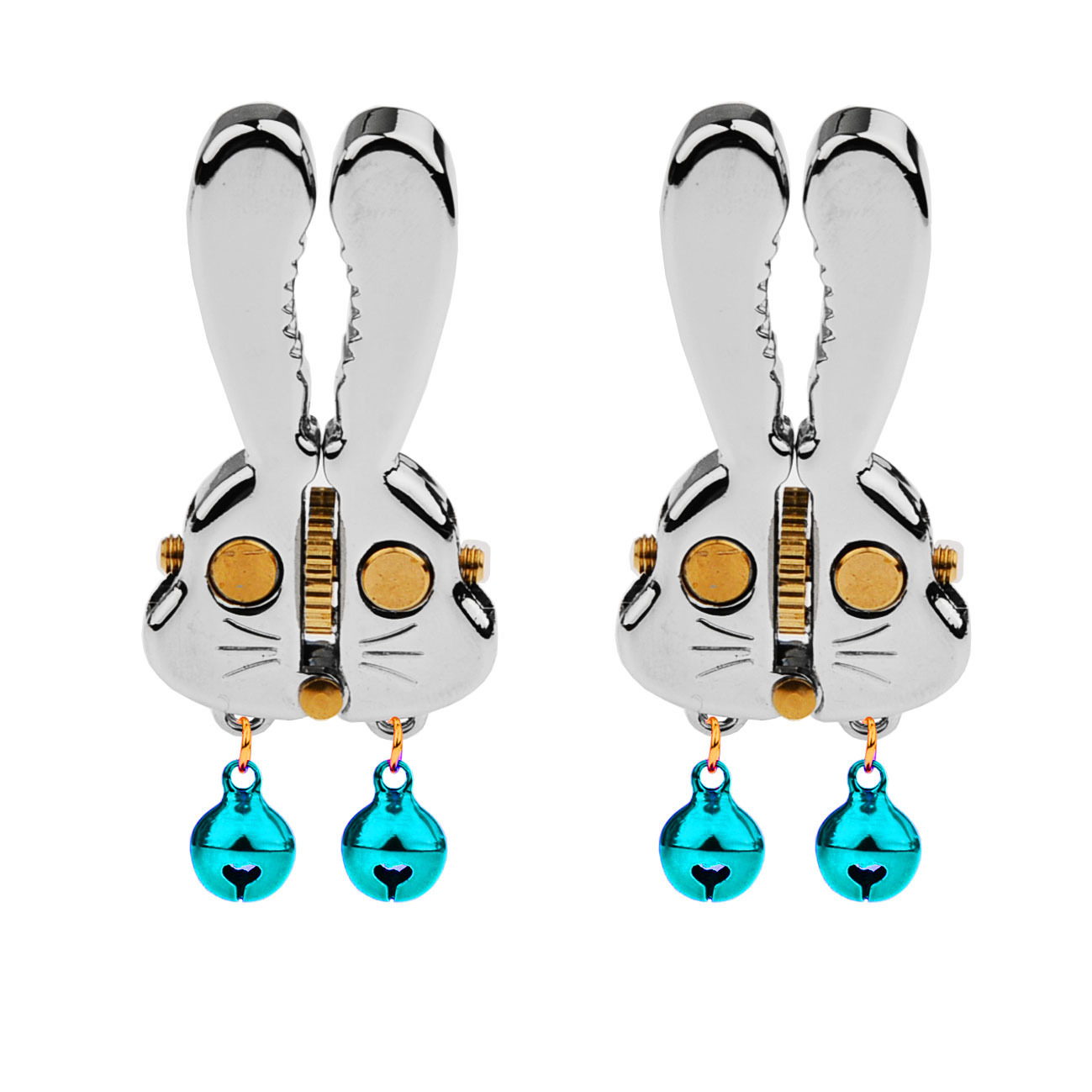 Adjustable Bunny Nipple Clamps – Sensory Play with Bells & BDSM Gear Control-WeLovePlugs