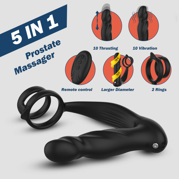 10 Vibrations Prostate Massager Butt Plug With Cock Ring