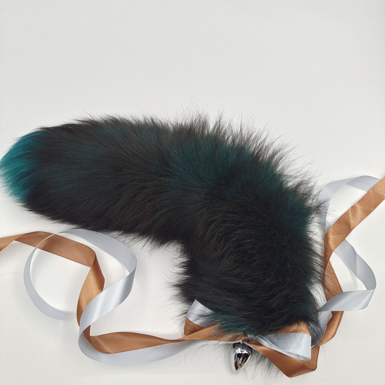 Aurora Green Handmade Detachable Plug Fox Tail - 50cm - 50 cm Tail · 4.0 cm Plug - image 4