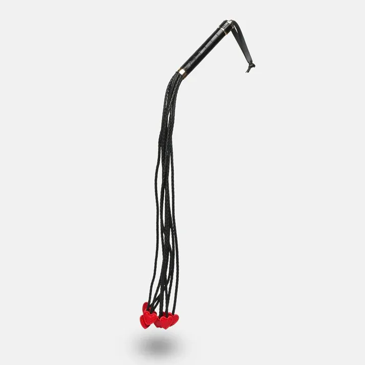 8-Tail Vegan Leather Whip with Red Heart Tips - image 3