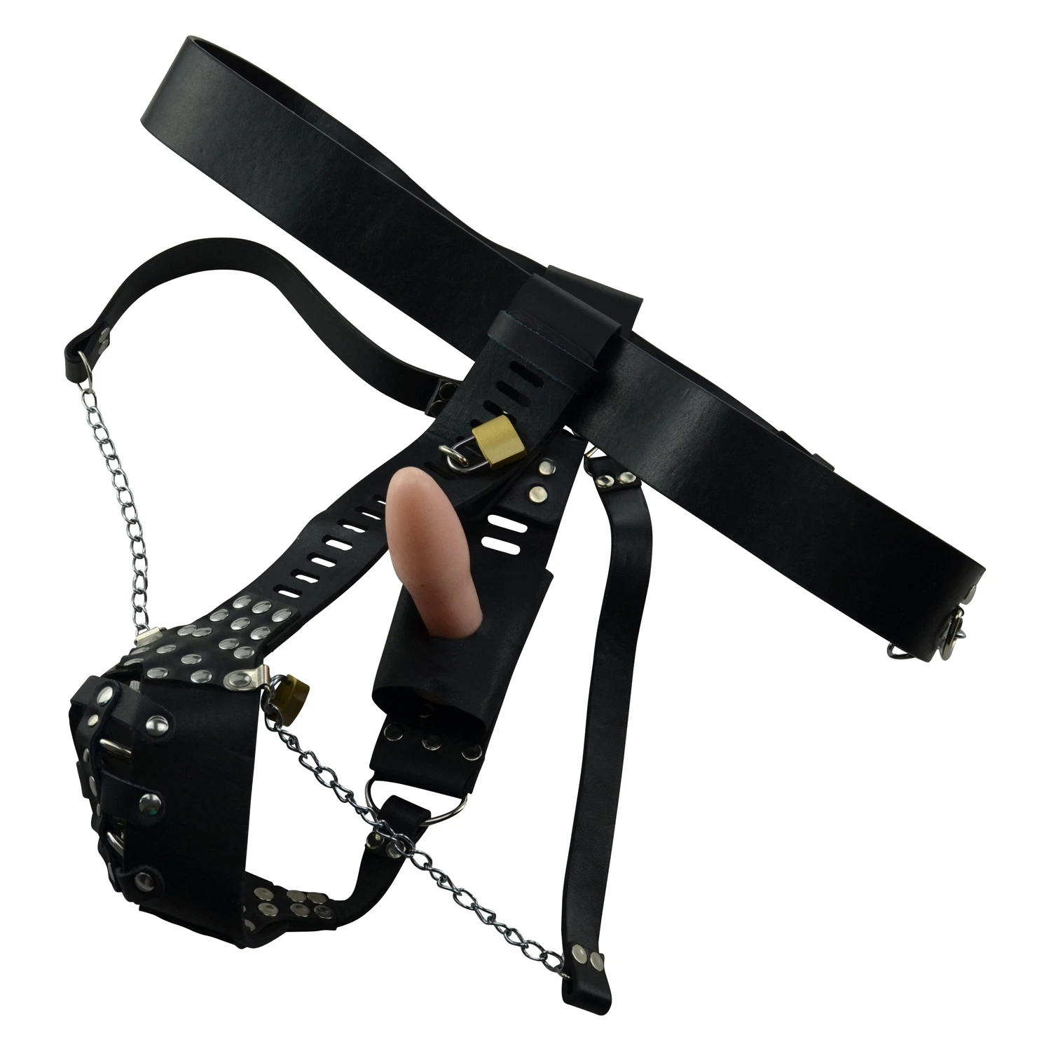 Fancy Dress Spike Male Chastity Belt with Butt Plug
