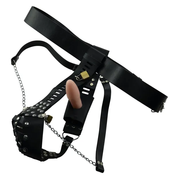 Fancy Dress Spike Male Chastity Belt with Butt Plug