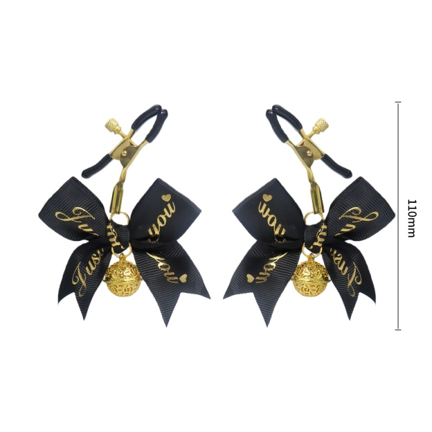 Metal Alligator Clamp Set with Bells & Bow Accents - Black - image 1
