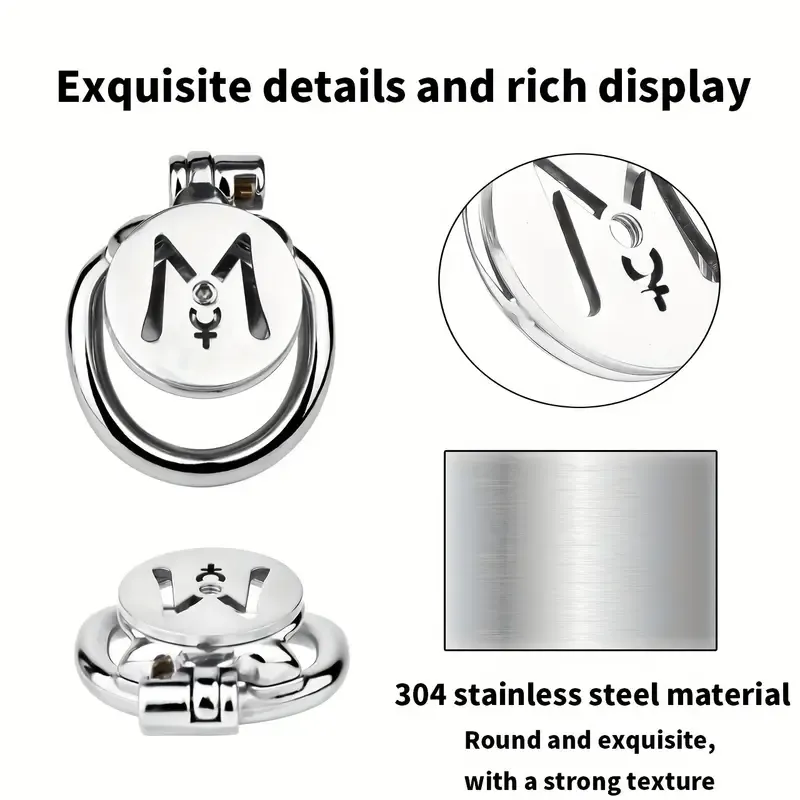 M-shaped Flat Stainless Steel Negative Inverted Chastity Cage Penis Lock Cage-WeLovePlugs