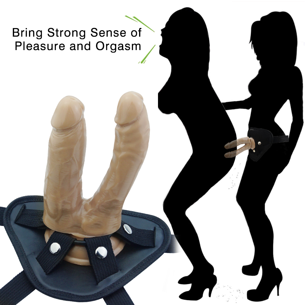 Realistic Suction Cup Double End Strap On Dildo – Wearable & Hands-Free