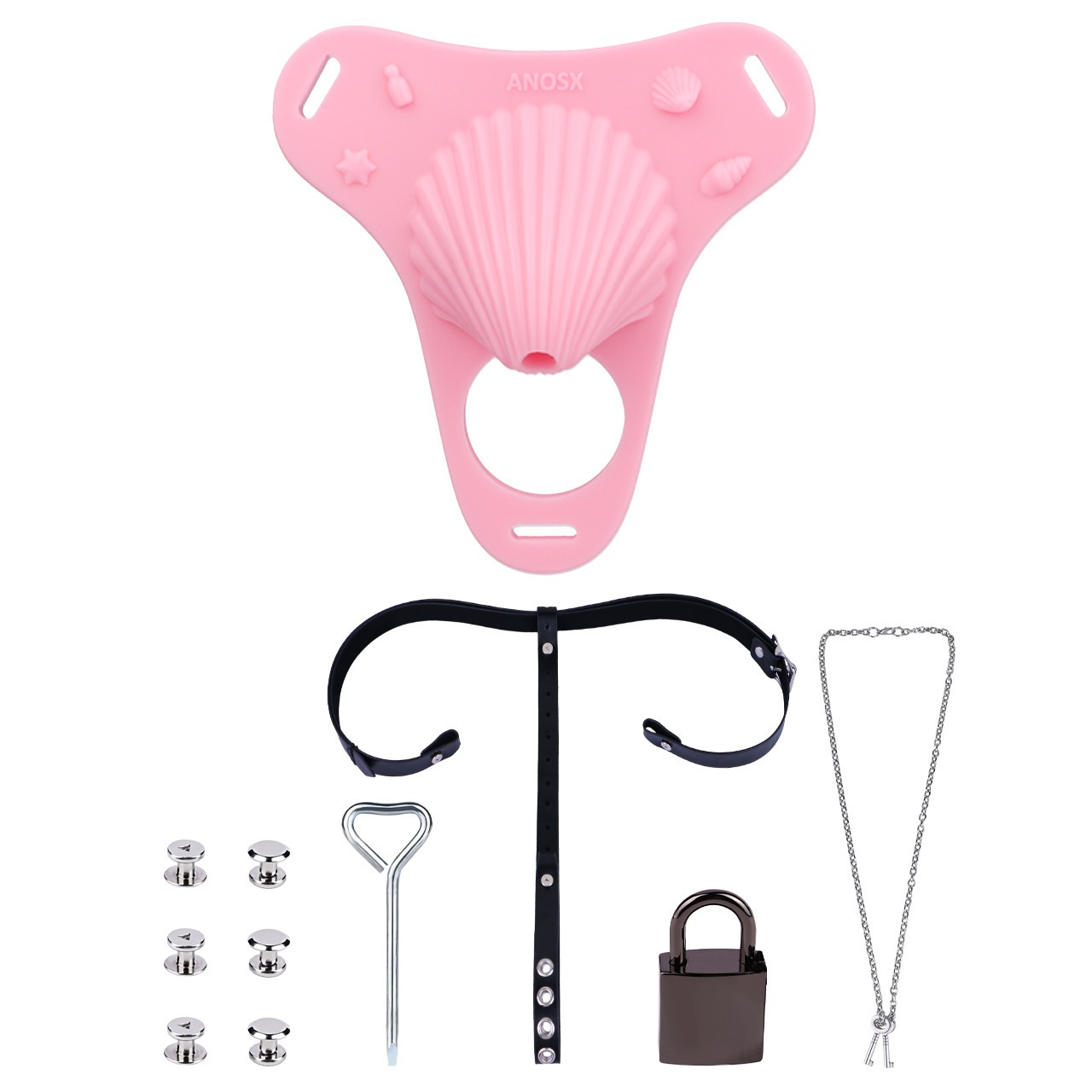 Shell-Style Wearable Silicone Chastity Cage Belt-WeLovePlugs