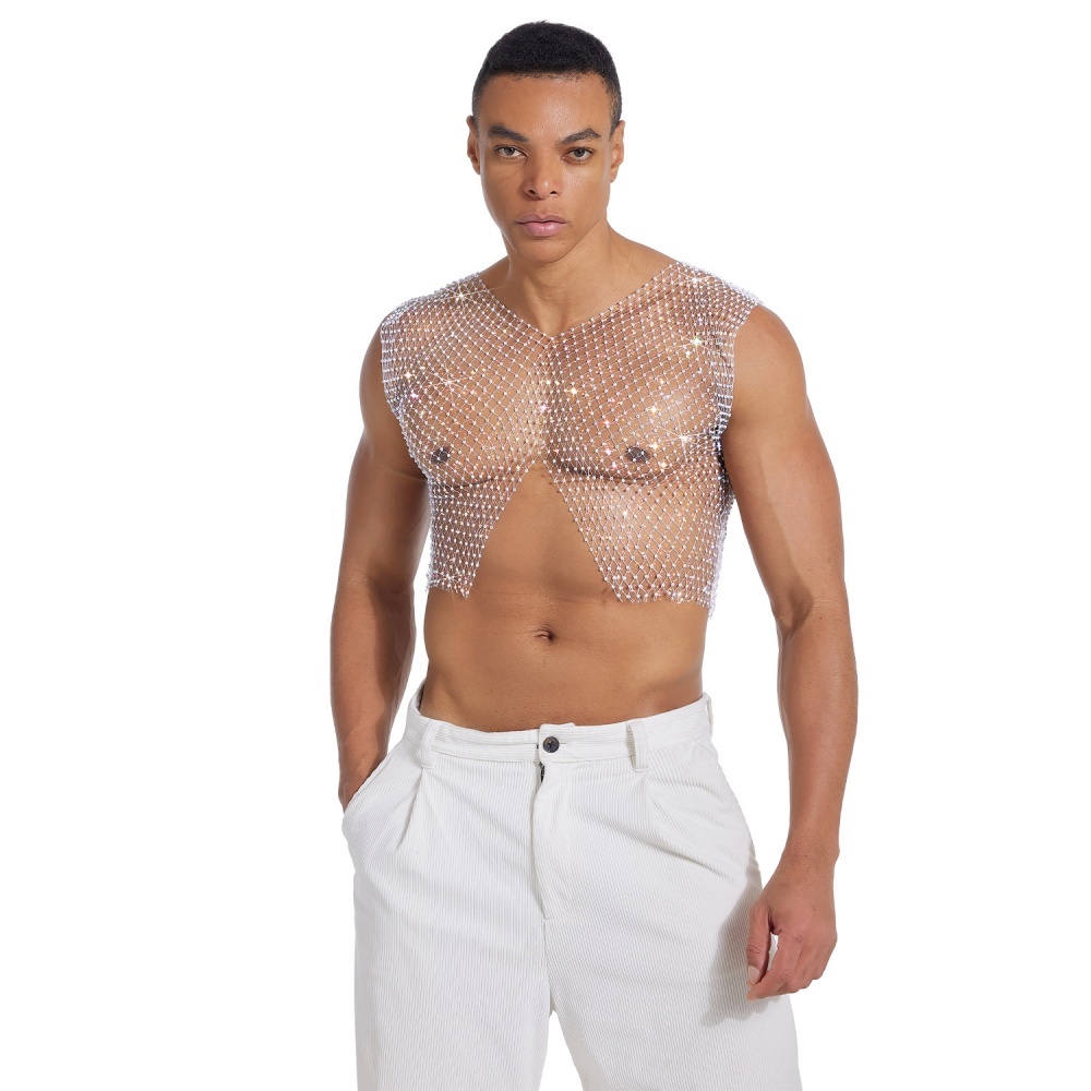 Starluxe Mesh Sparkle Top – Style D - White - XL - image 8