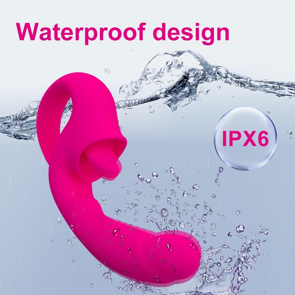 Waterproof Dildo Vibrator with Clit Licking Tongue – 10 Vibration Modes for Her-WeLovePlugs