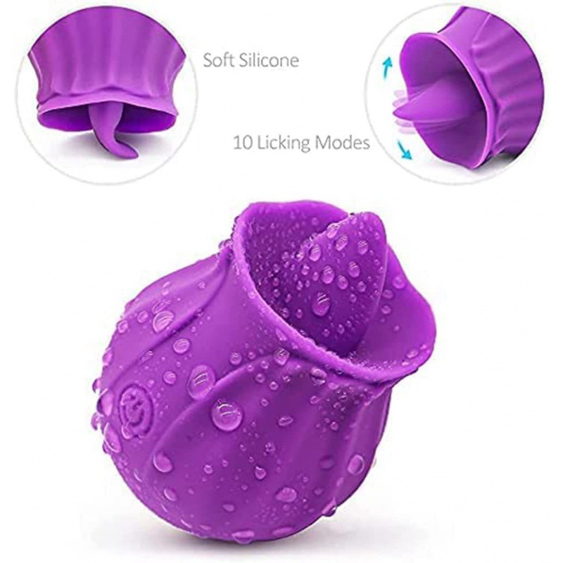 Rosegasm Rosebud Toy – 10 Tongue Licking Vibrator – WeLovePlugs