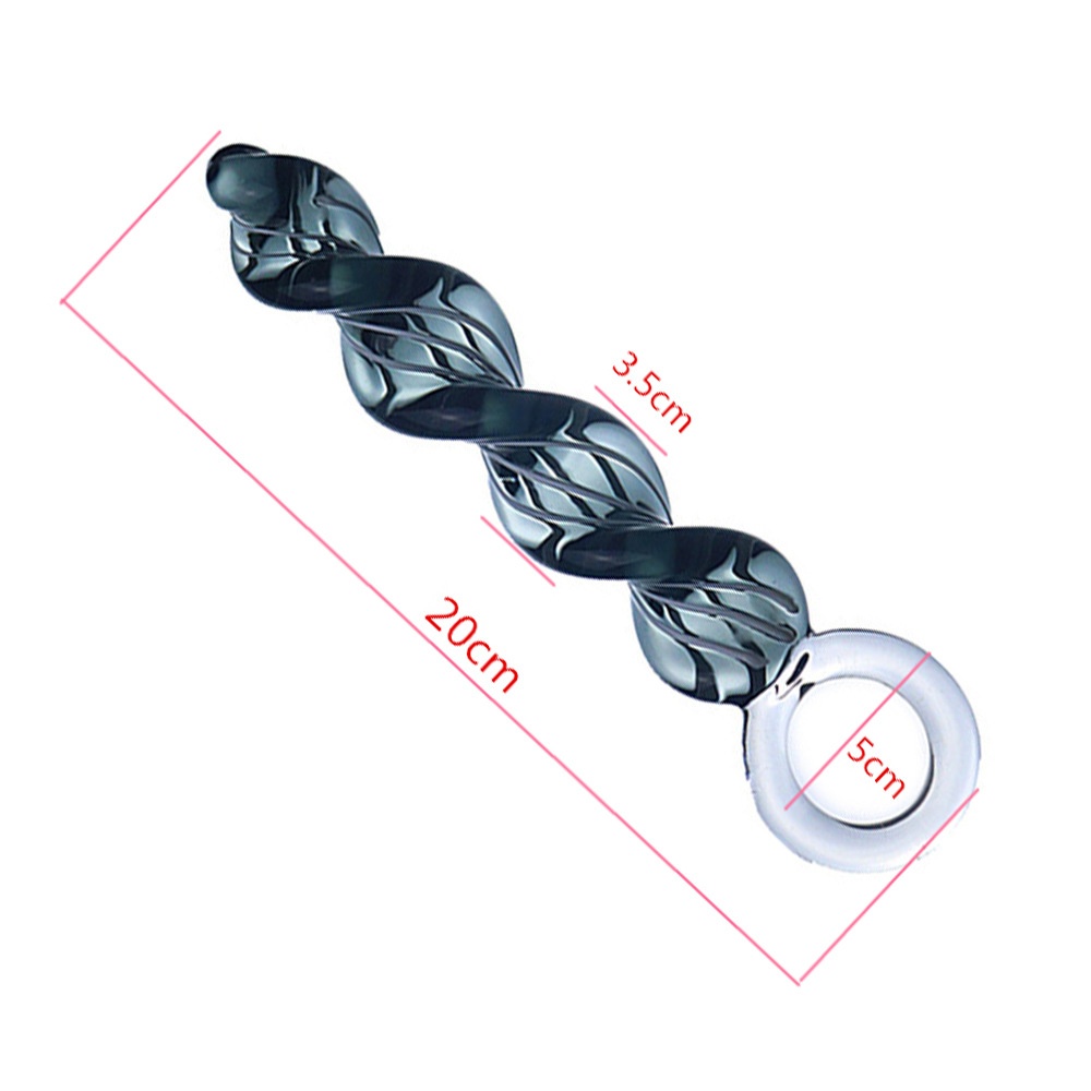 Crystal Touch: Temperature Play Glass Butt Plug - Black - image 2