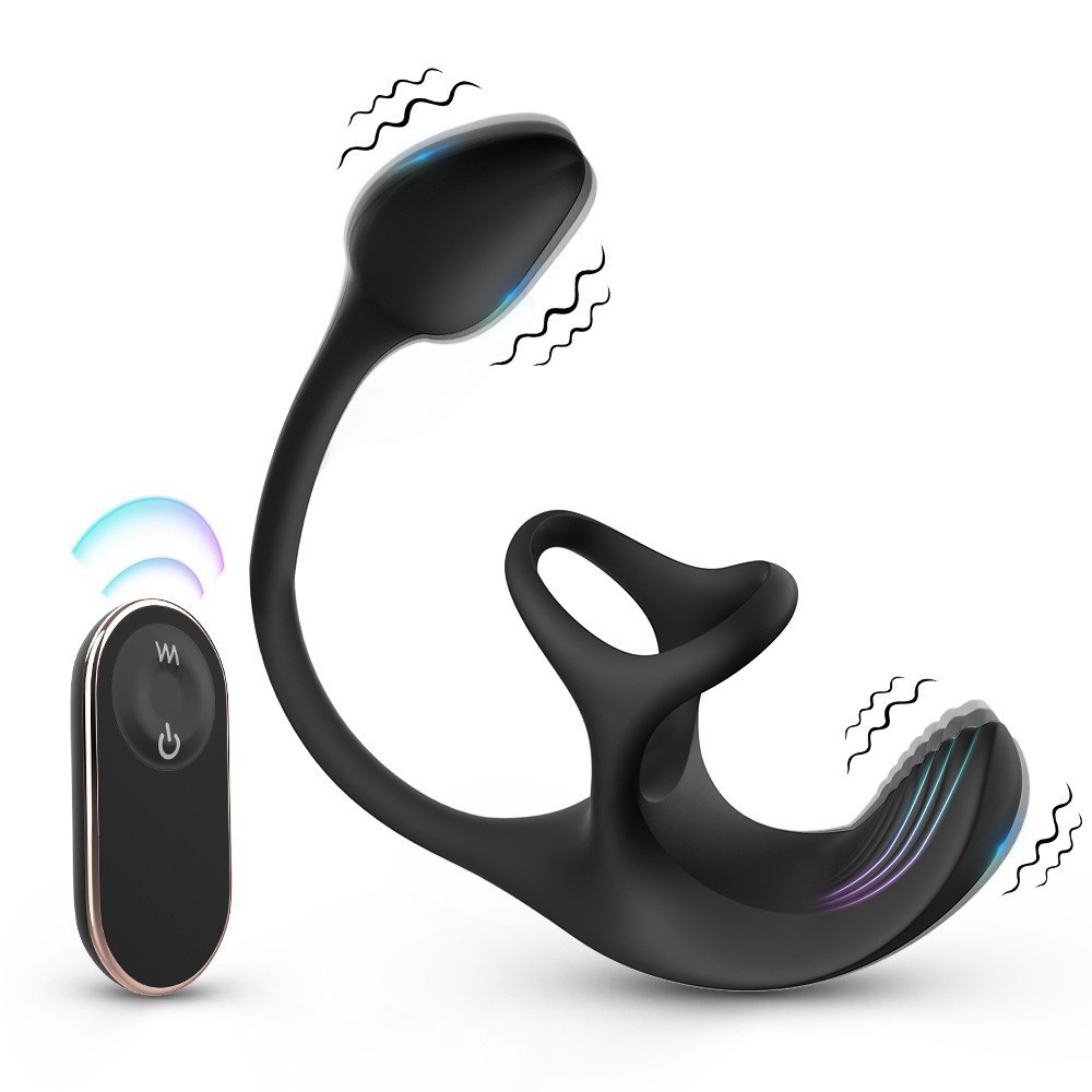 Orbit - Spherical Vibrating Anal Plug with Triple Rings - Black - image 7