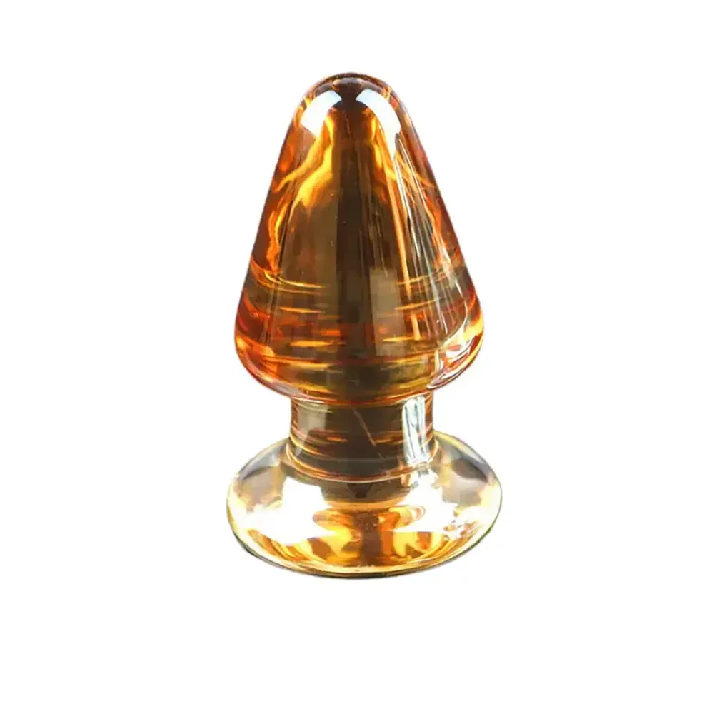 Smooth Glass Anal Plug - Golden - image 1