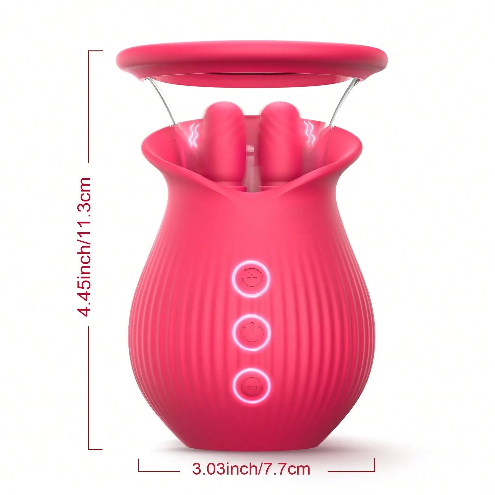 3 in 1 Rose Clit Licking Sucking Toy With 2 Suction Cups-WeLovePlugs