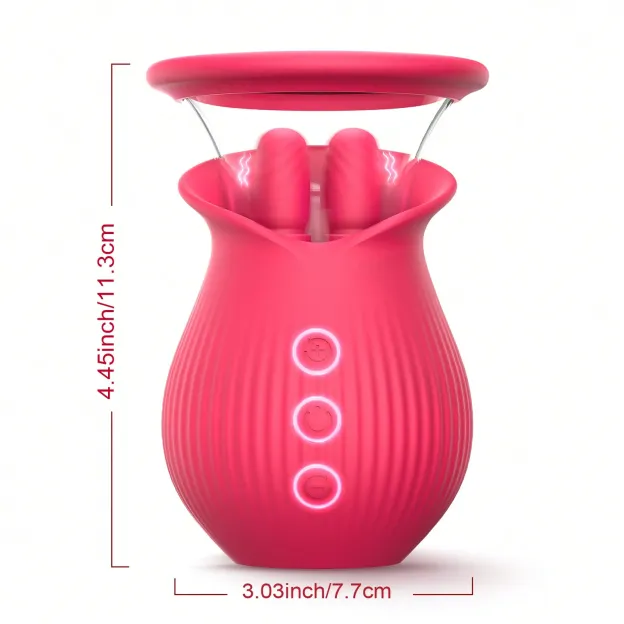 3 in 1 Rose Clit Licking Sucking Toy With 2 Suction Cups-WeLovePlugs
