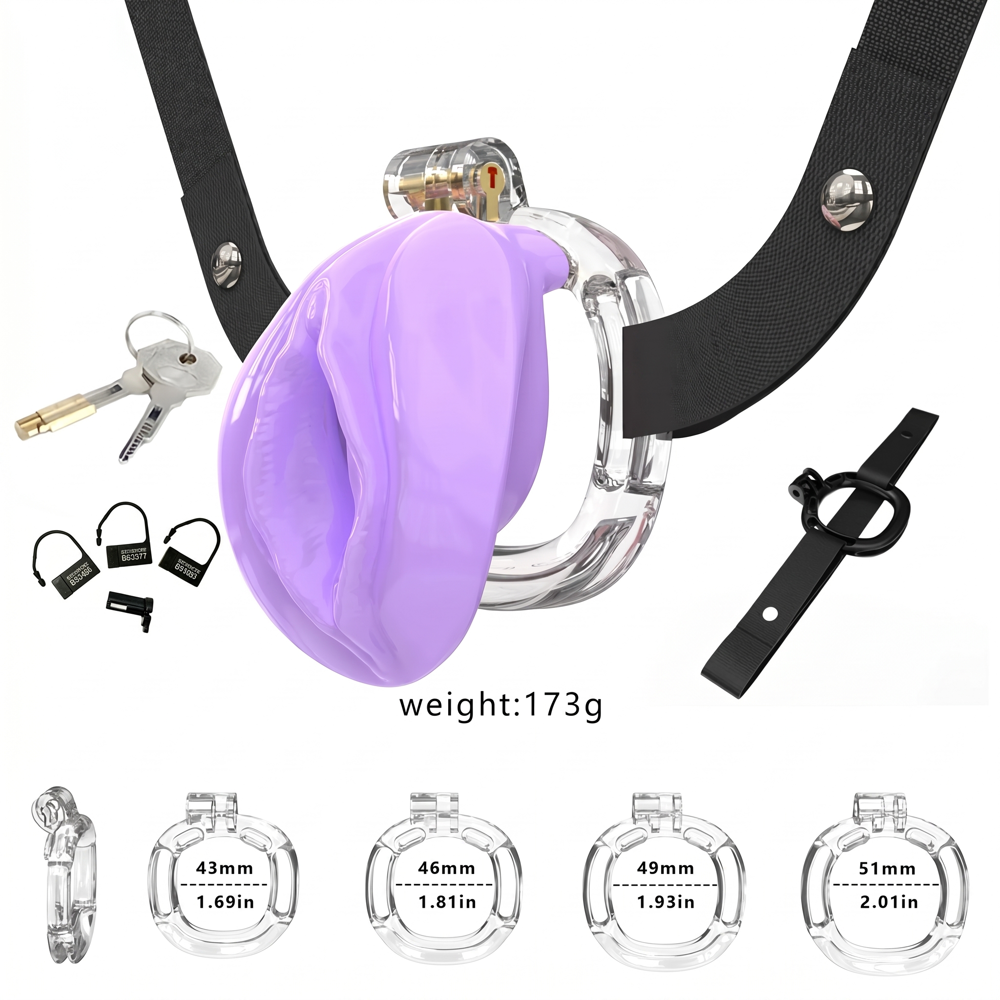 StealthFlex Adjustable Chastity Cage - Light Purple - image 7