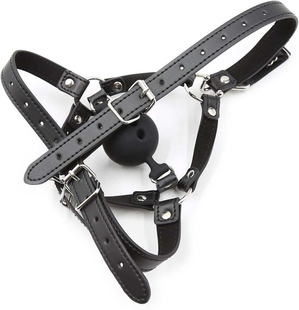 Adjustable Breathable Mouth Ball Gag with Nose Hook BDSM Control