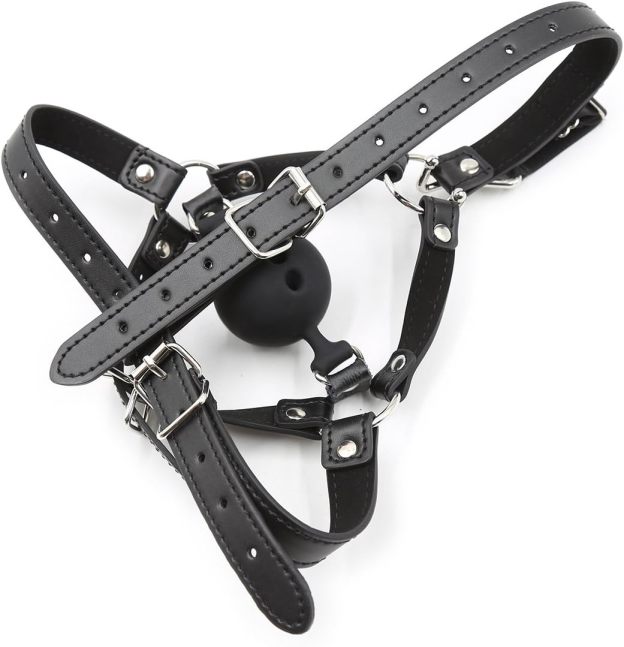 Adjustable Breathable Mouth Ball Gag with Nose Hook  BDSM Control