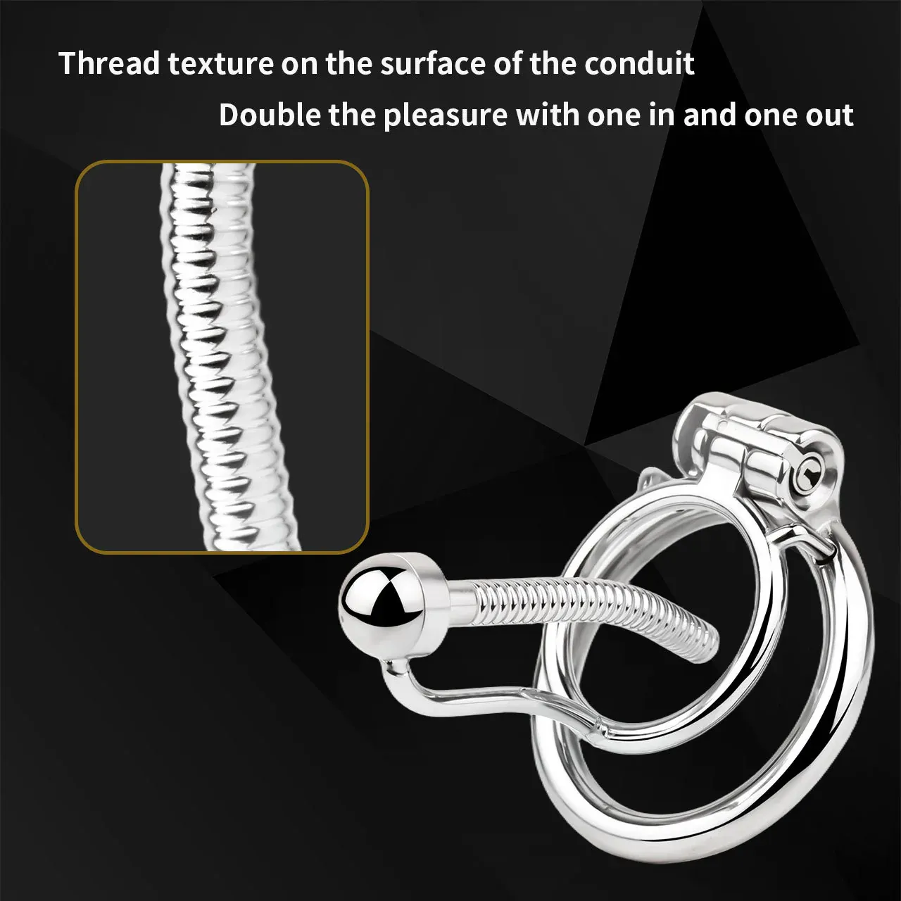Stainless Steel Anti-escape Inverted Chastity Cage with Urethral Tube-WeLovePlugs