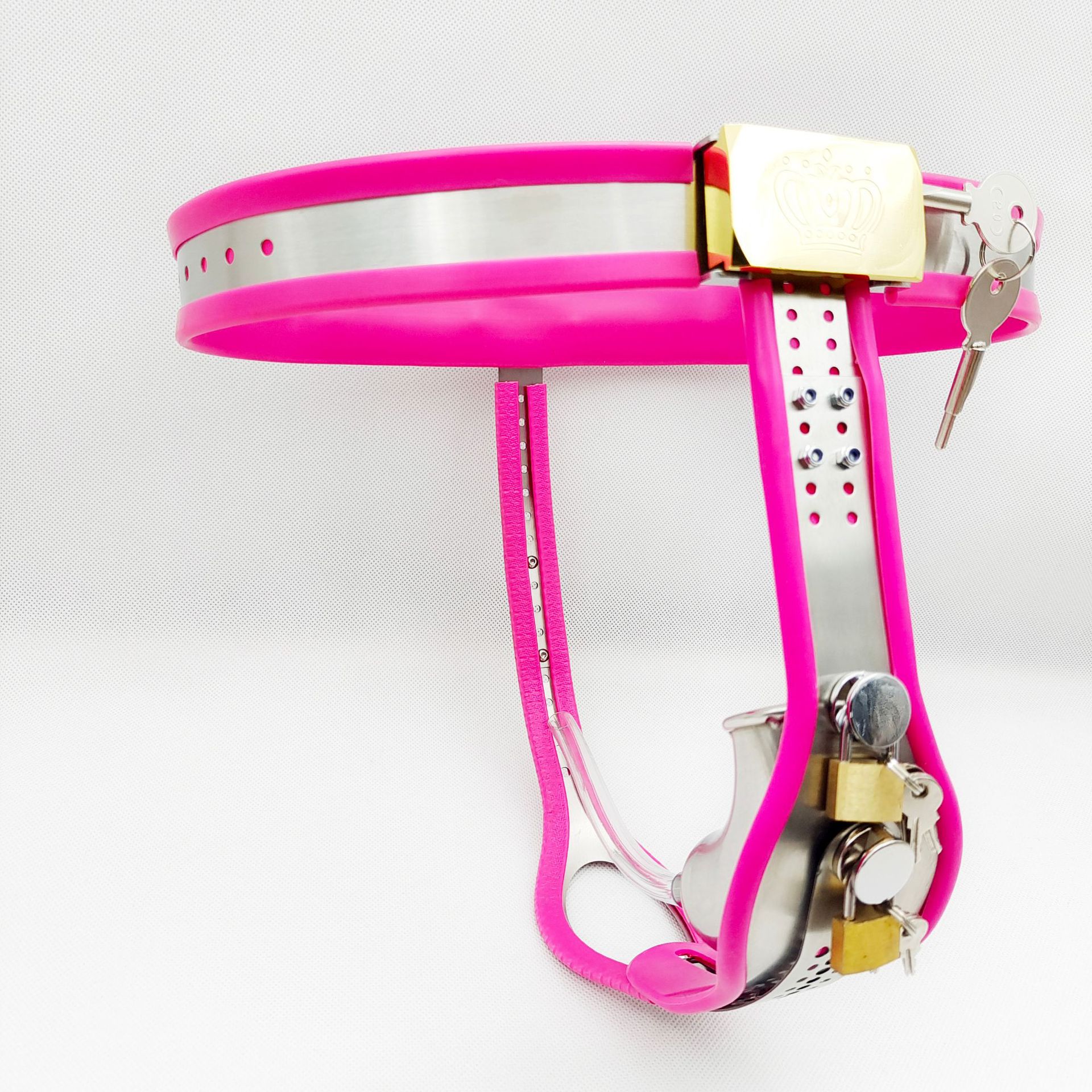 Sissy Lock Steel Chastity Belt with Urethral Sounder-WeLovePlugs