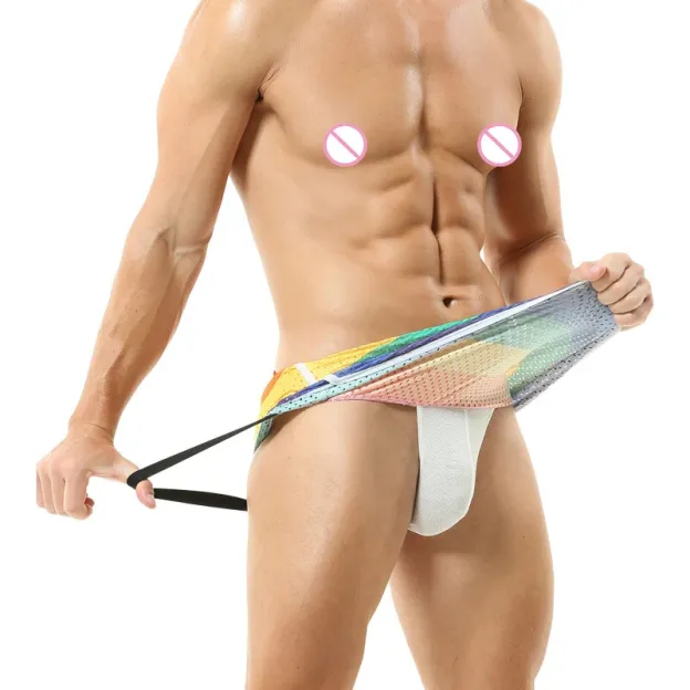 Men Sexy Rainbow Breathable Mesh Skirt Elastic Boxer Shorts  - image 6