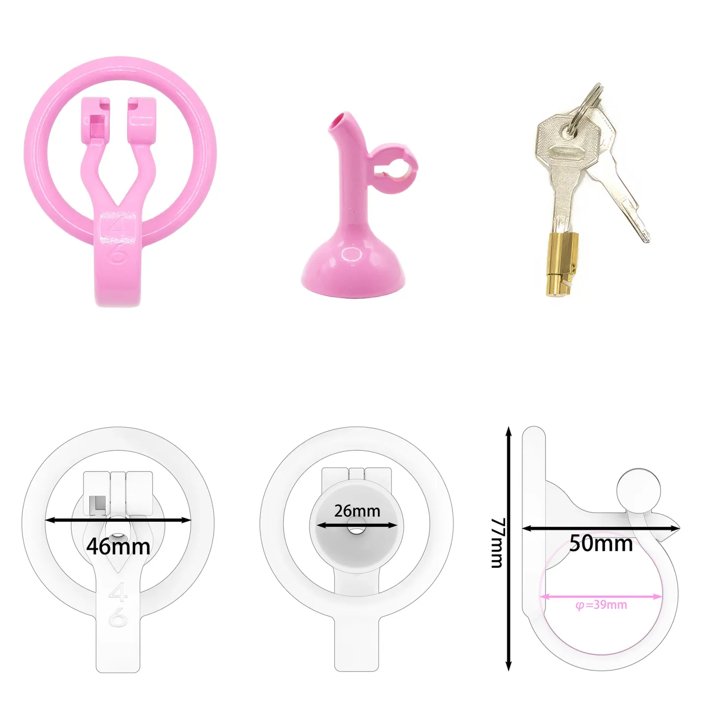 3D Printed Inverted Chastity Cage - Pink - 46mm - image 1