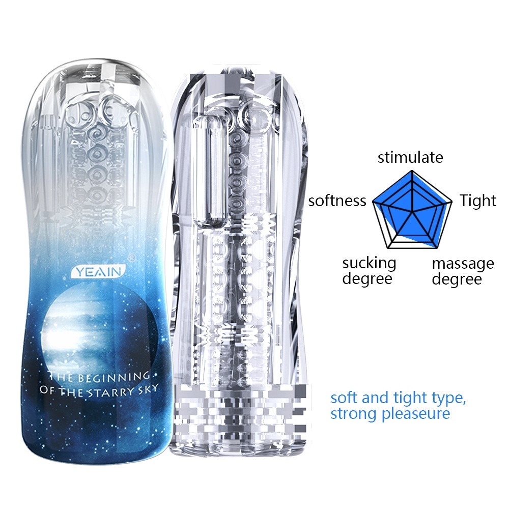 Male Masturbator Cup Soft Silicone Massager for Men Toys-Blue With Vibrations-WeLovePlugs