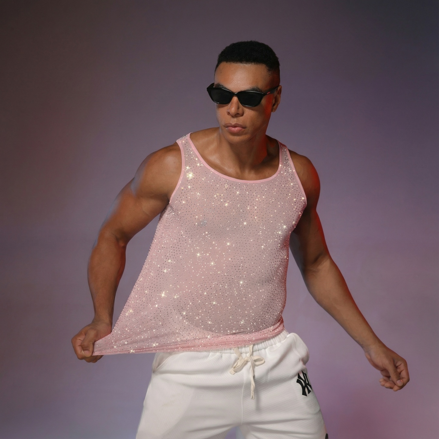 Starluxe Mesh Sparkle Top – Style G - Light Pink - One Size - image 12