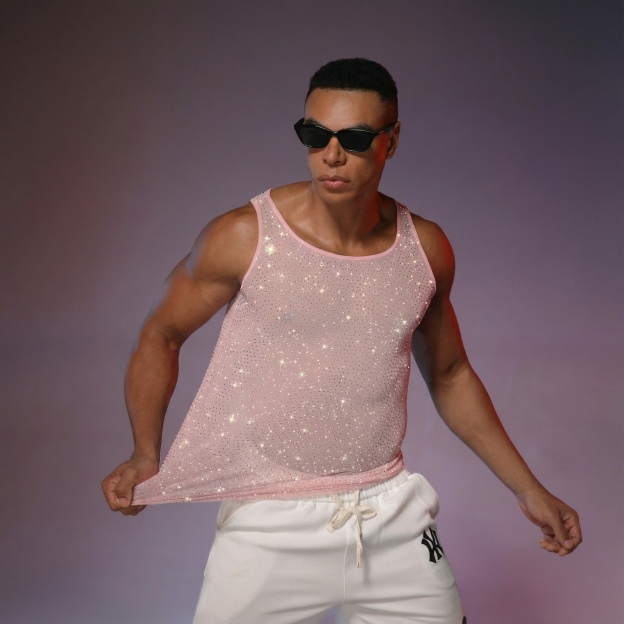 Starluxe Mesh Sparkle Top – Style G - Light Pink - One Size - image 12