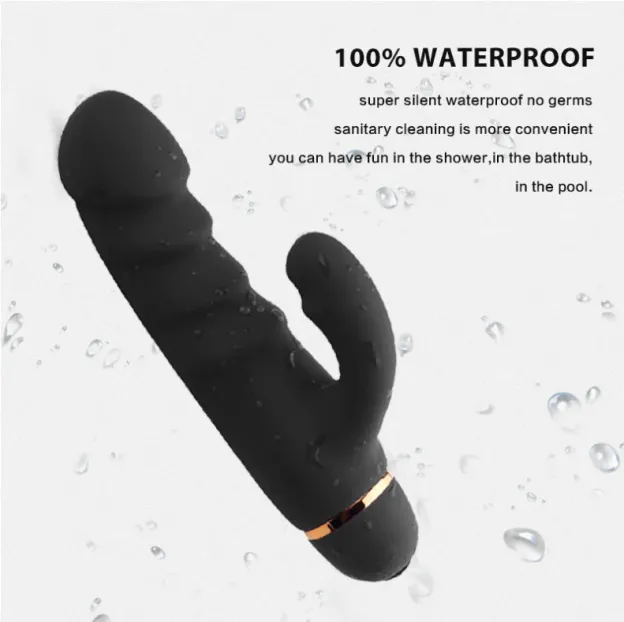 Black Amazing Ribbed Mini Rabbit – Powerful & Discreet Dual Stimulation-WeLovePlugs