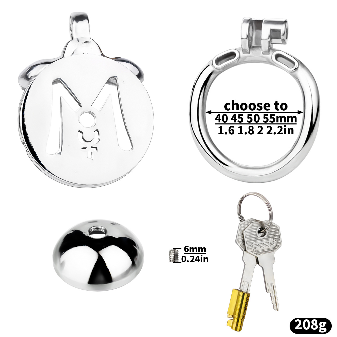 M-shaped Flat Stainless Steel Negative Inverted Chastity Cage Penis Lock Cage-WeLovePlugs