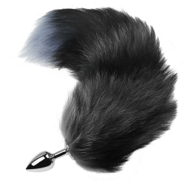 15.7'' Oversized Plush Fox Tail Butt Plug – Extra-Wide 3.94'' - Dark Blue - image 4